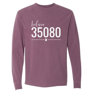 Comfort Colors Helena Zip Code 35080 With Line Underneath - Long Sleeve Shirt