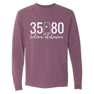 Comfort Colors Helena Zip Code 35080 With State Outline as Zero - Long Sleeve Shirt