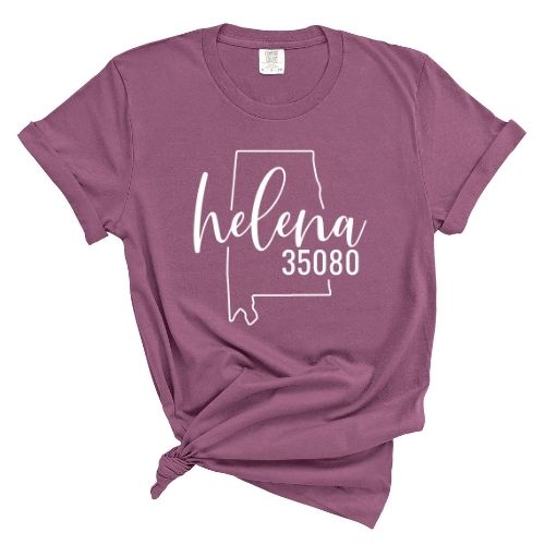 Comfort Colors Helena Zip Code 35080 With Big State Outline - Short Sleeve Shirt