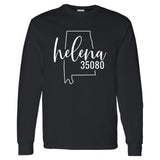 Gildan Helena Zip Code 35080 With Big State Outline - Long Sleeve Shirt