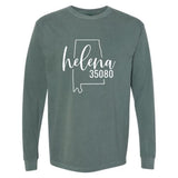 Comfort Colors Helena Zip Code 35080 With Big State Outline - Long Sleeve Shirt