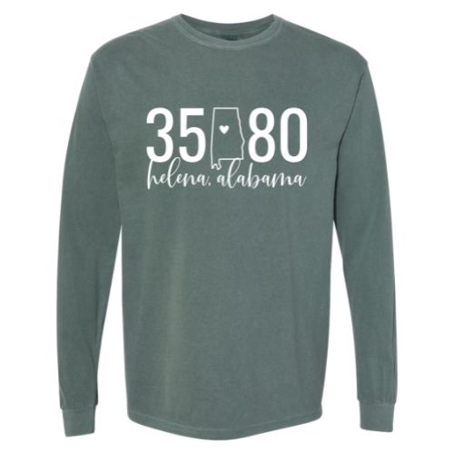 Comfort Colors Helena Zip Code 35080 With State Outline as Zero - Long Sleeve Shirt