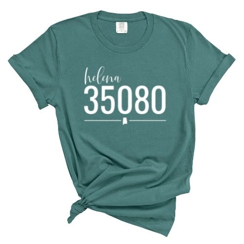 Comfort Colors Helena Zip Code 35080 With Line Underneath - Short Sleeve  Shirt