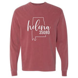 Comfort Colors Helena Zip Code 35080 With Big State Outline - Long Sleeve Shirt