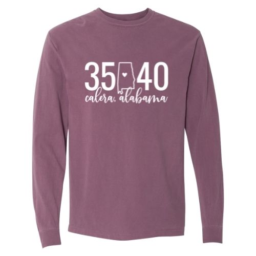 Comfort Colors Calera Zip Code 35040 With State Outline as Zero - Long Sleeve Shirt
