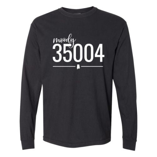 Comfort Colors Moody Zip Code 35004 With Line Underneath - Long Sleeve Shirt