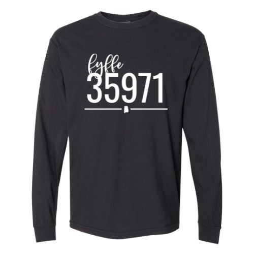 Comfort Colors Fyffe Zip Code 35971 With Line Underneath - Long Sleeve Shirt