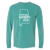 Comfort Colors Orange Beach Zip Code 36561 With Big State Outline - Long Sleeve Shirt