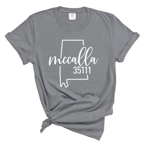 Comfort Colors McCalla Zip Code 35111 With Big State Outline - Short Sleeve Shirt