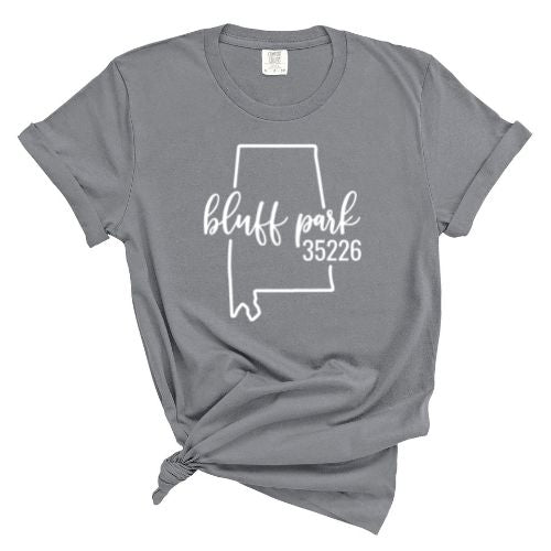 Comfort Colors Bluff Park Zip Code 35226 With Big State Outline - Short Sleeve Shirt