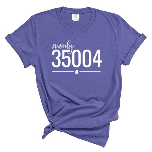 Comfort Colors Moody Zip Code 35004 With Line Underneath - Short Sleeve Shirt