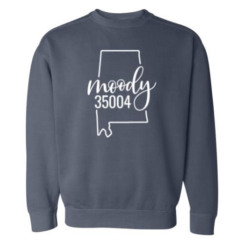 Comfort Colors Moody Zip Code 35004 With Big State Outline - Sweatshirt