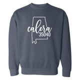 Comfort Colors Calera Zip Code 35040 With Big State Outline - Sweatshirt