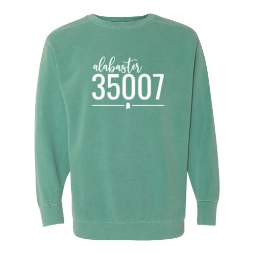 Comfort Colors Alabaster Zip Code 35007 With Line Underneath - Sweatshirt