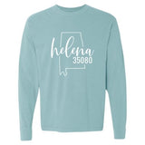 Comfort Colors Helena Zip Code 35080 With Big State Outline - Long Sleeve Shirt