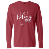 Comfort Colors Helena Zip Code 35080 With Big State Outline - Long Sleeve Shirt