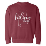 Comfort Colors Helena Zip Code 35080 With Big State Outline - Sweatshirt