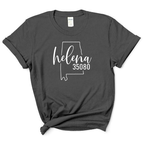 Gildan Helena Zip Code 35080 With Big State Outline - Short Sleeve Shirt