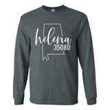 Gildan Helena Zip Code 35080 With Big State Outline - Long Sleeve Shirt