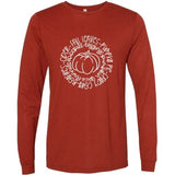 Fall Words In A Circle With Pumpkin In The Middle - Long Sleeve Shirt