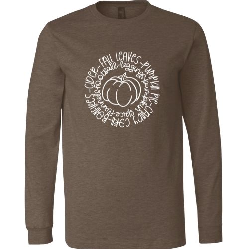 Fall Words In A Circle With Pumpkin In The Middle - Long Sleeve Shirt