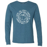 Fall Words In A Circle With Pumpkin In The Middle - Long Sleeve Shirt