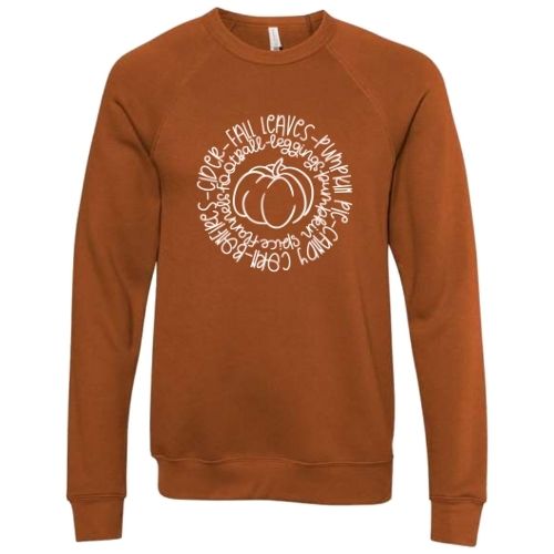 Fall Words In A Circle With Pumpkin In The Middle - Sweatshirt