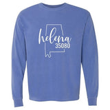 Comfort Colors Helena Zip Code 35080 With Big State Outline - Long Sleeve Shirt