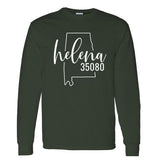 Gildan Helena Zip Code 35080 With Big State Outline - Long Sleeve Shirt