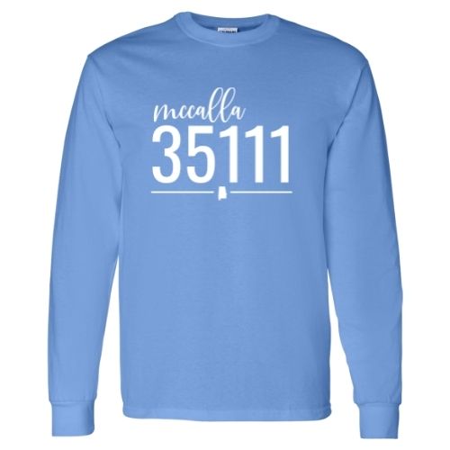 Gildan McCalla Zip Code 35111 With Line Underneath - Long Sleeve Shirt