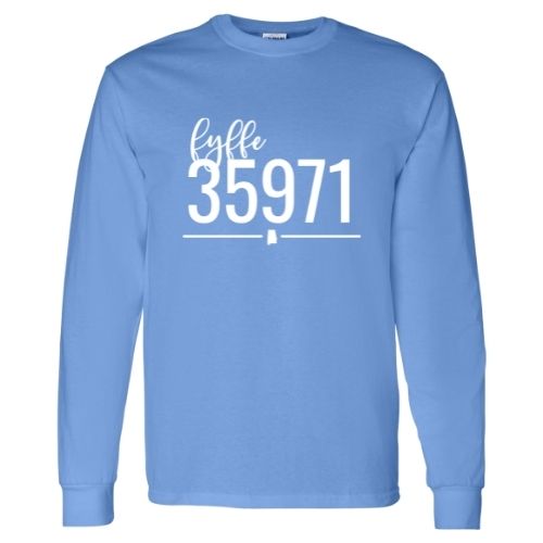 Gildan Fyffe Zip Code 35971 With Line Underneath - Long Sleeve Shirt