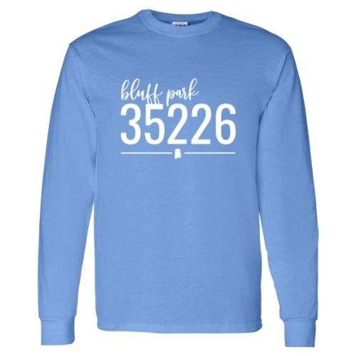 Gildan Bluff Park Zip Code 35226 With Line Underneath - Long Sleeve Shirt