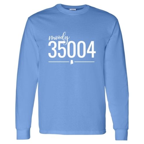 Gildan Moody Zip Code 35004 With Line Underneath - Long Sleeve Shirt