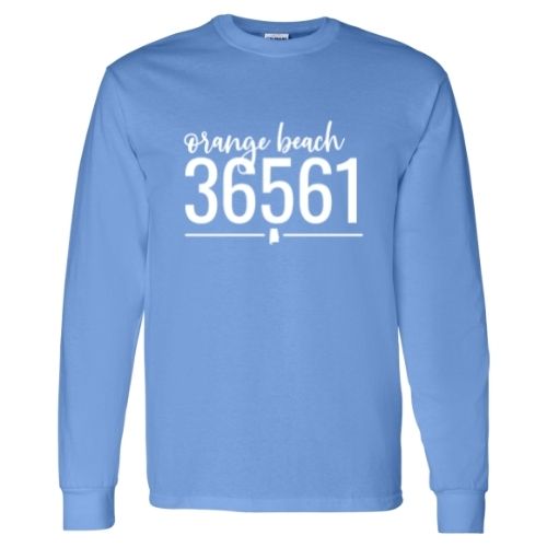 Gildan Orange Beach Zip Code 36561 With Line Underneath - Long Sleeve Shirt