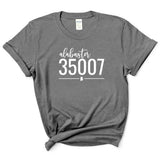 Gildan Alabaster Zip Code 35007 With Line Underneath - Short Sleeve Shirt