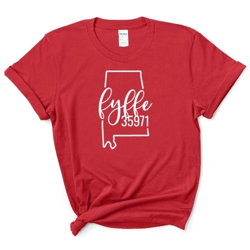 Gildan Fyffe Zip Code 35971 With Big State Outline - Short Sleeve Shirt
