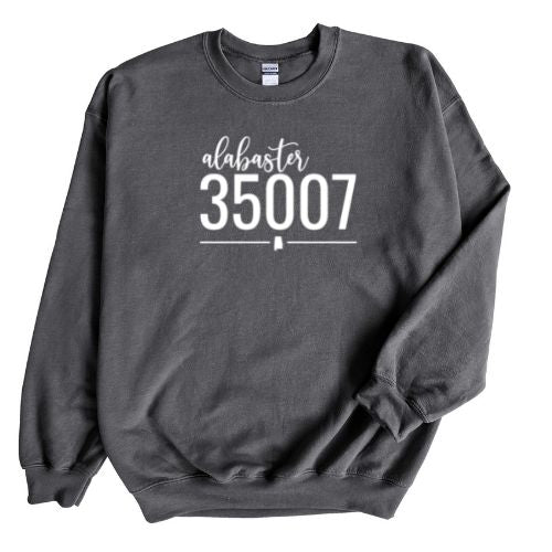 Gildan Alabaster Zip Code 35007 With Line Underneath - Sweatshirt