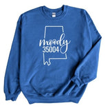 Gildan Moody Zip Code 35004 With Big State Outline - Sweatshirt