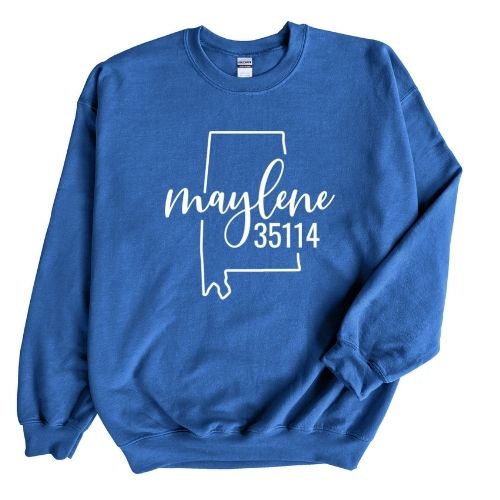 Gildan maylene Zip Code 35114 With Big State Outline - Sweatshirt