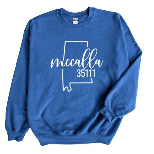 Gildan McCalla Zip Code 35111 With Big State Outline - Sweatshirt