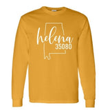 Gildan Helena Zip Code 35080 With Big State Outline - Long Sleeve Shirt