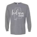 Gildan Helena Zip Code 35080 With Big State Outline - Long Sleeve Shirt