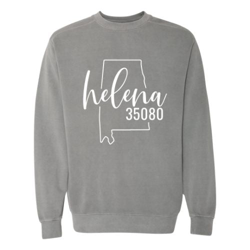 Comfort Colors Helena Zip Code 35080 With Big State Outline - Sweatshirt