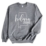 Gildan Helena Zip Code 35080 With Big State Outline - Sweatshirt