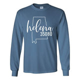 Gildan Helena Zip Code 35080 With Big State Outline - Long Sleeve Shirt