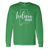 Gildan Helena Zip Code 35080 With Big State Outline - Long Sleeve Shirt