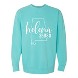 Comfort Colors Helena Zip Code 35080 With Big State Outline - Sweatshirt