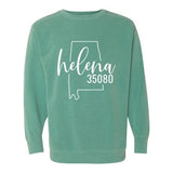 Comfort Colors Helena Zip Code 35080 With Big State Outline - Sweatshirt