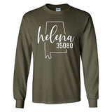 Gildan Helena Zip Code 35080 With Big State Outline - Long Sleeve Shirt