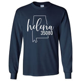 Gildan Helena Zip Code 35080 With Big State Outline - Long Sleeve Shirt